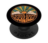 Peace Love Rock And Roll Retro Distressed Rock And Roll Concert Rock and Roll PopSockets PopGrip Adhésif