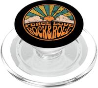 Peace Love Rock And Roll Retro Distressed Rock And Roll Concert Rock and Roll PopSockets PopGrip pour MagSafe