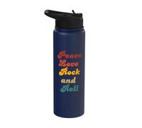 Peace Love Rock and Roll Stainless Steel Insulated Water Bottle
