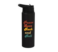 Peace Love Rock and Roll Stainless Steel Insulated Water Bottle