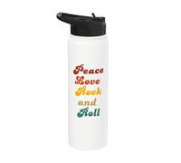 Peace Love Rock and Roll Stainless Steel Insulated Water Bottle