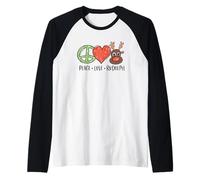 Peace Love & Rudolph Reindeer Christmas Xmas Kids Girls Manche Raglan