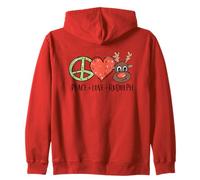 Peace Love & Rudolph Reindeer Christmas Xmas Kids Girls Sweat à Capuche
