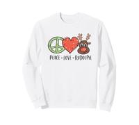 Peace Love & Rudolph Reindeer Christmas Xmas Kids Girls Sweatshirt