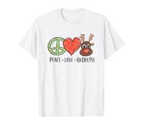 Peace Love & Rudolph Reindeer Christmas Xmas Kids Girls T-Shirt