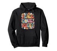 Peace Love Rugby Joueur de rugby rétro années 60 et 70 Sweat à Capuche