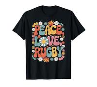 Peace Love Rugby Joueur de rugby rétro années 60 et 70 T-Shirt