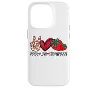 Peace Love Strawberry Farmer Strawberry Lover Berry Fruits Coque pour iPhone 14 Pro