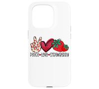 Peace Love Strawberry Farmer Strawberry Lover Berry Fruits Coque pour iPhone 15 Pro