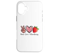 Peace Love Strawberry Shirts Farmer Strawberry Lover Fruit Coque pour iPhone 16 Plus
