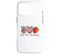 Peace Love Strawberry Shirts Farmer Strawberry Lover Fruit Coque pour iPhone 16 Pro