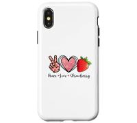 Peace Love Strawberry Shirts Farmer Strawberry Lover Fruit Coque pour iPhone X/XS