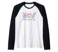 Peace Love Surf Planche de Surf rétro Motif cœur Manche Raglan