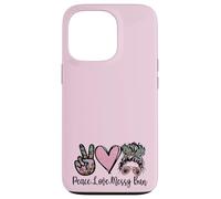 Peace Love Teaching with Messy Bun Funny Teacher Quote Coque pour iPhone 13 Pro