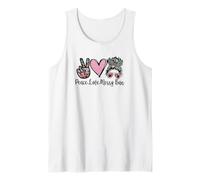 Peace Love Teaching with Messy Bun Funny Teacher Quote Débardeur