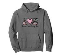 Peace Love Teaching with Messy Bun Funny Teacher Quote Sweat à Capuche