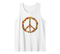 Peace Love Tenue Hippie Flower Power Années 60 70 Débardeur, Homme, Blanc, XL