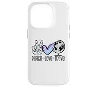 Peace Love Travel Wanderlust Cadeau de Voyage Globetrotter Coque pour iPhone 14 Pro