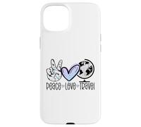 Peace Love Travel Wanderlust Cadeau de Voyage Globetrotter Coque pour iPhone 15 Plus