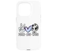 Peace Love Travel Wanderlust Cadeau de Voyage Globetrotter Coque pour iPhone 15 Pro