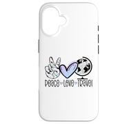 Peace Love Travel Wanderlust Cadeau de Voyage Globetrotter Coque pour iPhone 16