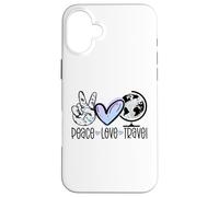 Peace Love Travel Wanderlust Cadeau de Voyage Globetrotter Coque pour iPhone 16 Plus