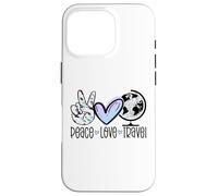 Peace Love Travel Wanderlust Cadeau de Voyage Globetrotter Coque pour iPhone 16 Pro