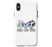 Peace Love Travel Wanderlust Cadeau de Voyage Globetrotter Coque pour iPhone X/XS