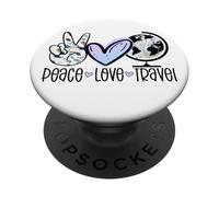Peace Love Travel Wanderlust Cadeau de Voyage Globetrotter PopSockets PopGrip Adhésif