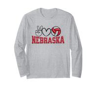 Peace Love Volleyball Bold Nebraska Manche Longue