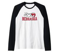 Peace Love Volleyball Bold Nebraska Manche Raglan
