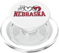 Peace Love Volleyball Bold Nebraska PopSockets PopGrip pour MagSafe