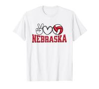 Peace Love Volleyball Bold Nebraska T-Shirt