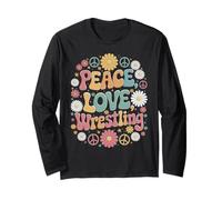 Peace Love Wrestling, catcheur rétro hippie des années 60 et 70 Manche Longue