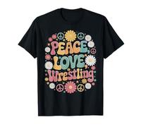 Peace Love Wrestling, catcheur rétro hippie des années 60 et 70 T-Shirt