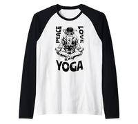 Peace Love Yoga Astronaute Namaste Zen Meditation Lotus Pose Manche Raglan