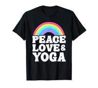 Peace Love & Yoga Rainbow Hippie Retro Yoga T-Shirt