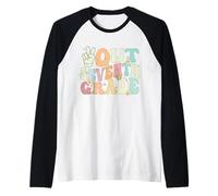 Peace Out Seventh Grade Retro Groovy Last Day of School Manche Raglan