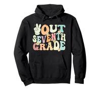 Peace Out Seventh Grade Retro Groovy Last Day of School Sweat à Capuche