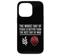 Peace Over War Casque Tête de Mort Branche d'olivier Coque pour iPhone 13 Pro