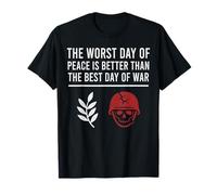 Peace Over War Casque Tête de Mort Branche d'olivier T-Shirt