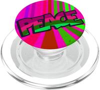 Peace Retro Groovy Coloré Stripe Typographie Graphique PopSockets PopGrip pour MagSafe