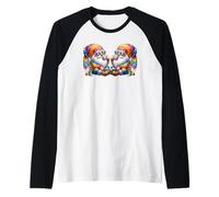 Peace Sign and Funny Hippie GNOME Men 70s Drinking Coffee Manche Raglan