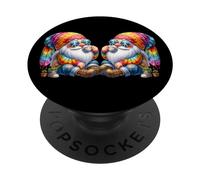 Peace Sign and Funny Hippie GNOME Men 70s Drinking Coffee PopSockets PopGrip Adhésif