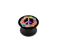 Peace Sign World Love Flowers Hippie Groovy Vibes Coloré PopSockets PopGrip Adhésif