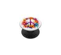 Peace Sign World Love Flowers Hippie Groovy Vibes Coloré PopSockets PopGrip Adhésif
