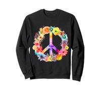 Peace Sign World Love Flowers Hippie Groovy Vibes Coloré Sweatshirt