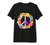 Peace Sign World Love Flowers Hippie Groovy Vibes Coloré T-Shirt Haut de Gamme