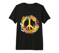 Peace Sign World Love Flowers Hippie Groovy Vibes Coloré T-Shirt Haut de Gamme