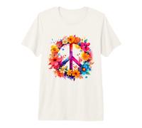 Peace Sign World Love Flowers Hippie Groovy Vibes Coloré T-Shirt Haut de Gamme